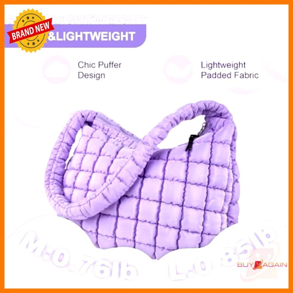 Quilted Puffer Tote Hobo Crossbody Shoulder Bag Lightweight Nylon - Picture 5 of 7